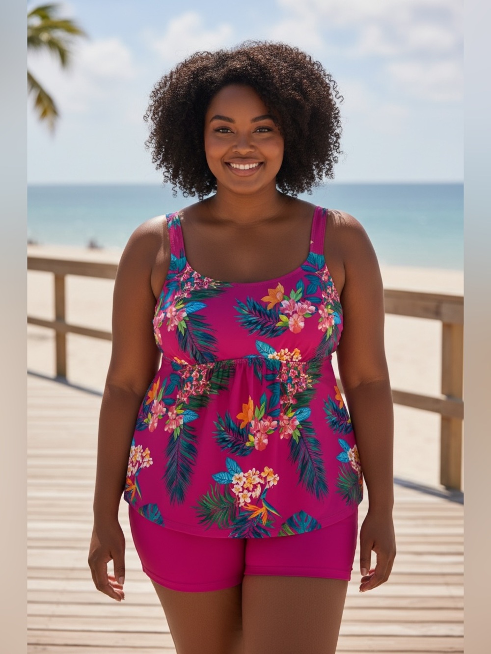 NWOT Kim Gravel for Swimsuits for All Raspberry Tropic Two Piece Swimsuit